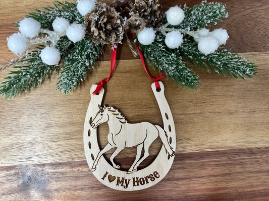 Horse Shoe – Laser Engraved Wooden Ornament