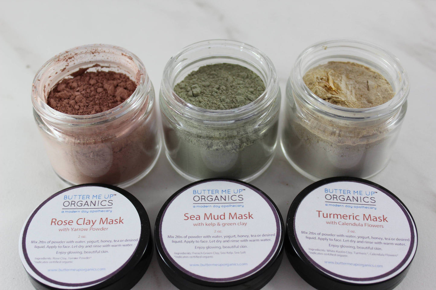 Clay Face Mask Trio – Rose Clay • French Green Clay • Turmeric