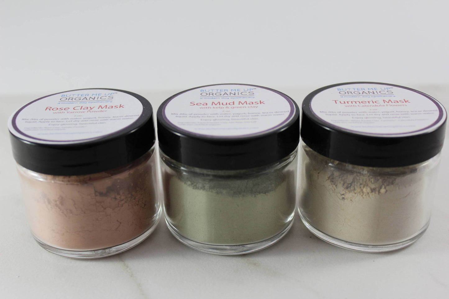 Clay Face Mask Trio – Rose Clay • French Green Clay • Turmeric