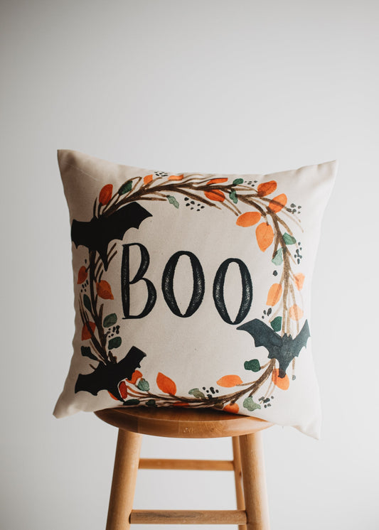 Boo Halloween Throw Pillow Cover – Farmhouse Autumn Décor