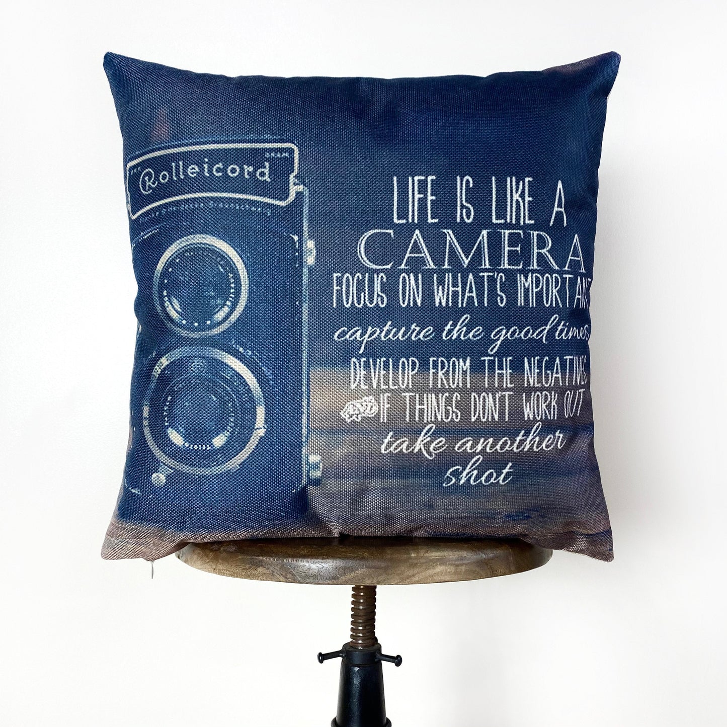 Life is Like a Camera Throw Pillow Cover – Handmade Photography Gift