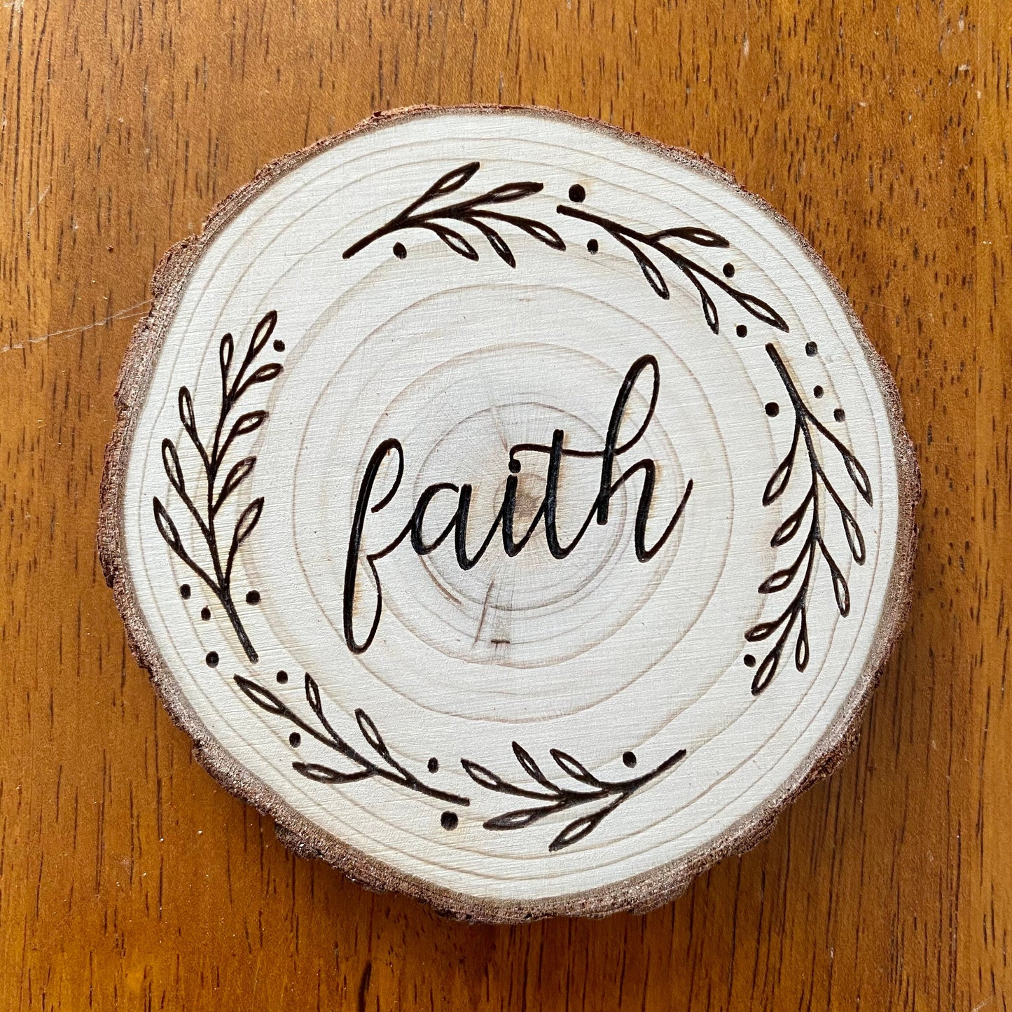 Faith, Hope, Love Engraved Wood Coaster Set