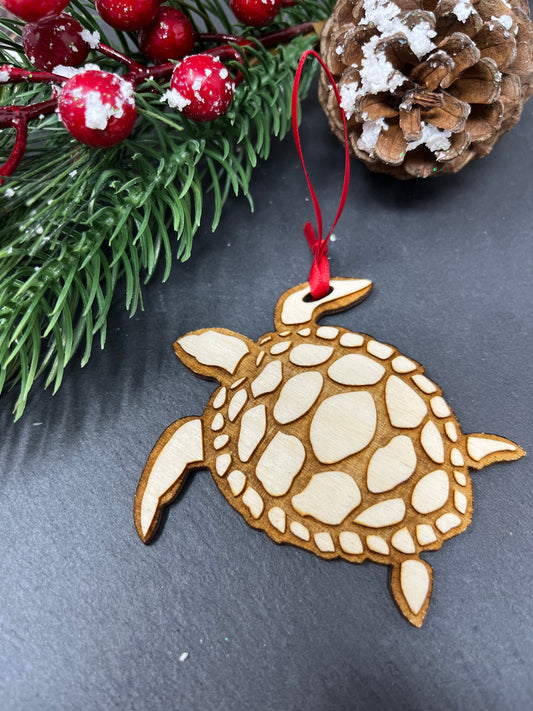 Sea Turtle – Laser Engraved Wooden Ornament