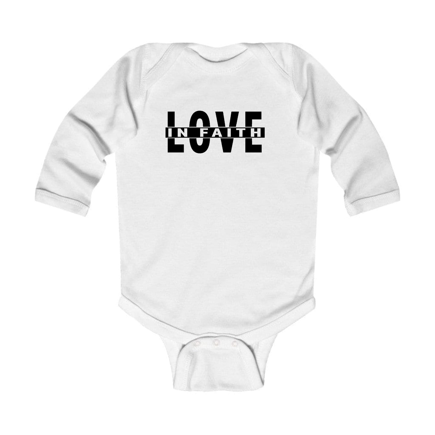 Infant Long Sleeve Graphic T-Shirt – Love in Faith Black Illustration