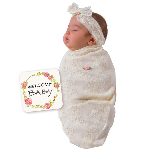 Lace Blossoms Newborn Cocoon Swaddle Set