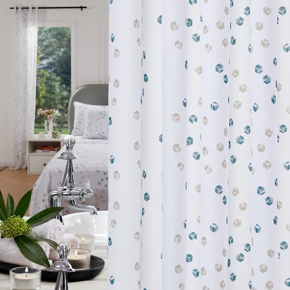 Modern Cubic Play – Contemporary Geometric Shower Curtain