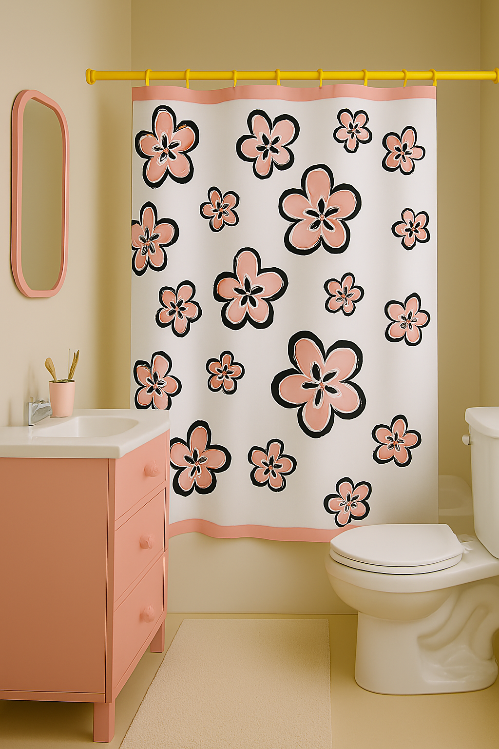 Bold Bloom – Vibrant Floral Shower Curtain